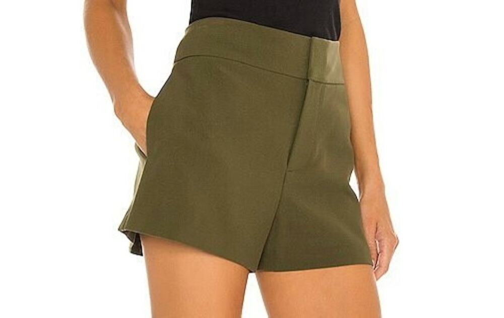 Alice + Olivia Olive Green Cady Shorts